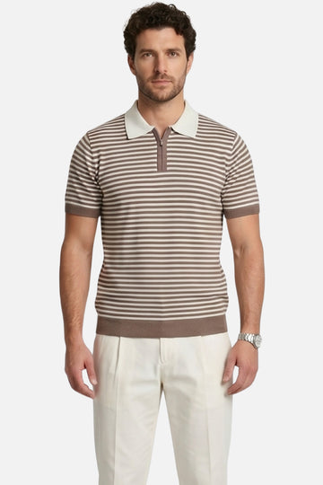 The Knit Resort Polo – Olive & Cream Stripe