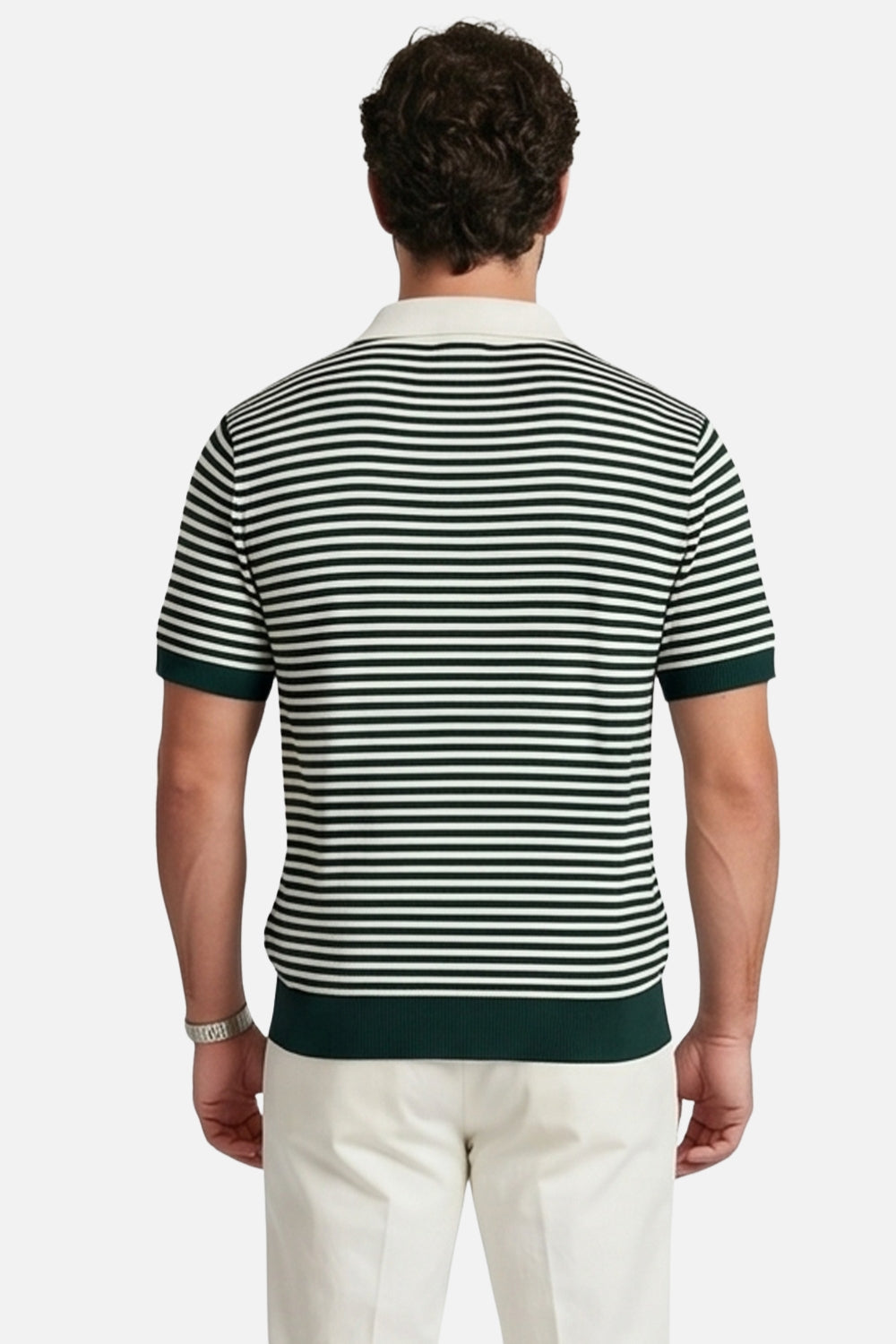 The Knit Resort Polo – Olive & Cream Stripe