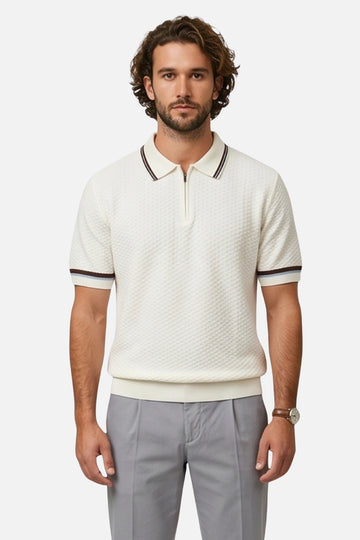 The Riviera Waffle-Knit Quarter-Zip Polo