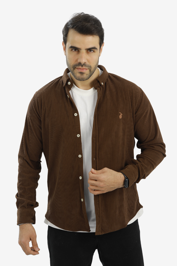 “Slim Fit Brown Cotton Shirt for Men”