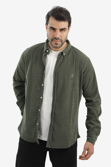 “Slim Fit Olive Cotton Shirt for Men”