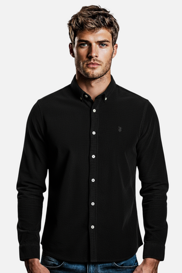 “Slim Fit Black Cotton Shirt for Men”