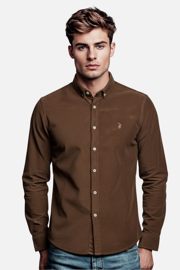 “Slim Fit Brown Cotton Shirt for Men”