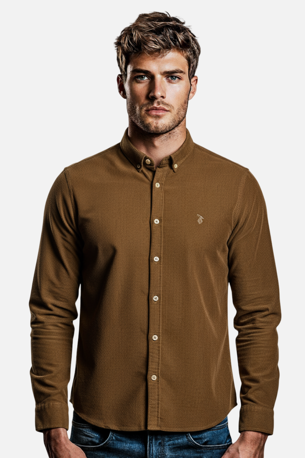“Slim Fit Caffe Cotton Shirt for Men”