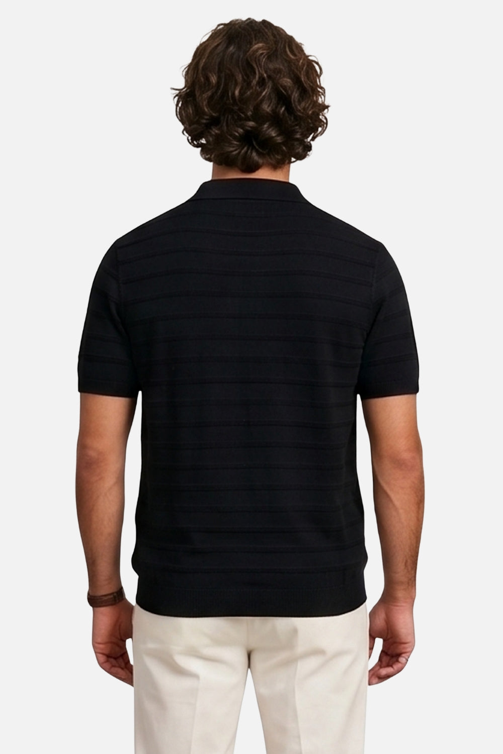 The Riviera Stripe-Trim Johnny Collar Polo