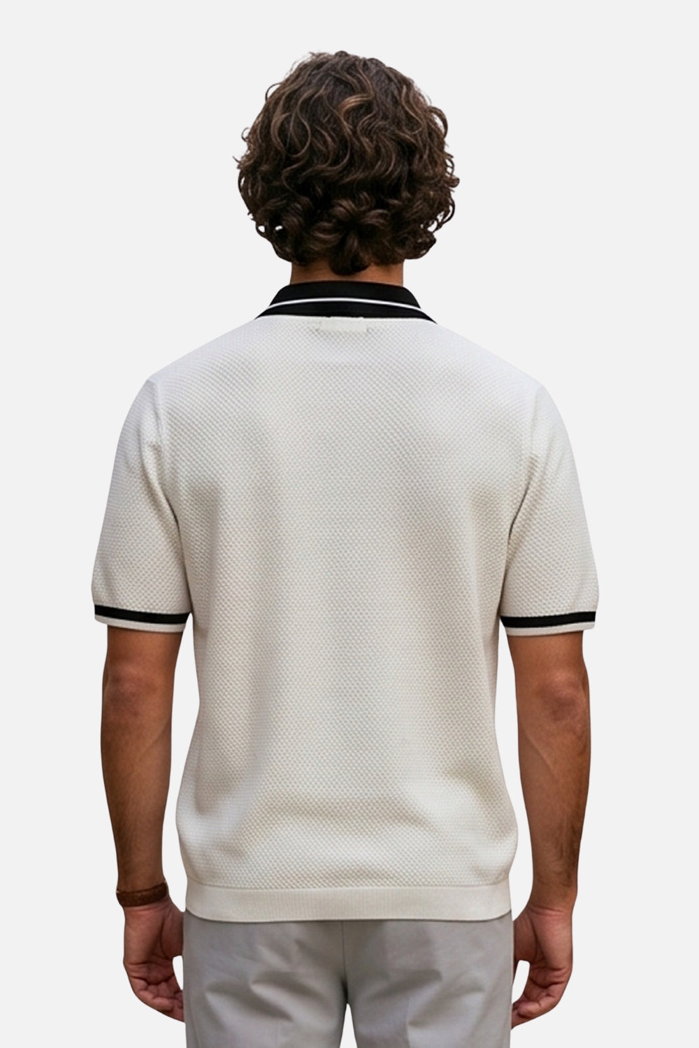 The Riviera Stripe-Trim Johnny Collar Polo