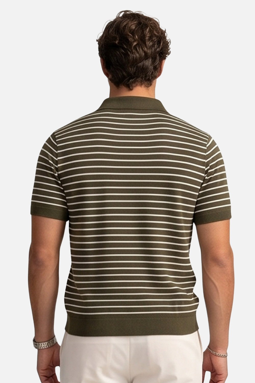 The Riviera Stripe Johnny Collar Polo