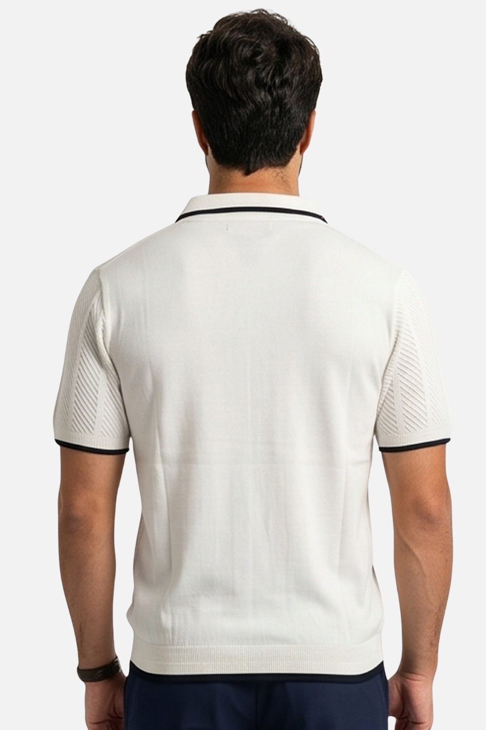 The Chevron Textured Johnny Collar Polo