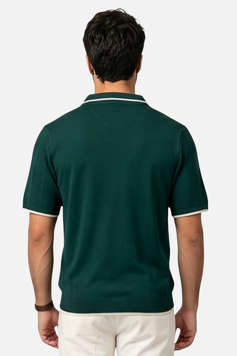 The Chevron Textured Johnny Collar Polo