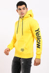 Printed Hoodie With Kangroo Pocket - Black & Yellow