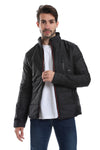 Side Pockets Zip Through Neck Waterproof Jacket - Black