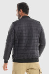 Elastic Cuffs & Hem Dark Grey Men Bomber Jacket