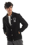 Love "R" Stitching Allover Heather Grey Baseball Jacket With Side Pockets