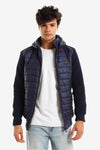 Chest Logo Zipper Closure Navy Hooded Men Jacket