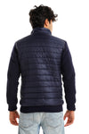 Chest Logo Zipper Closure Navy Hooded Men Jacket