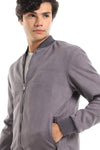 Casual Zipped Suede Jacket With Zipped Side Pockets