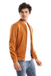 Casual Zipped Suede Jacket With Zipped Side Pockets