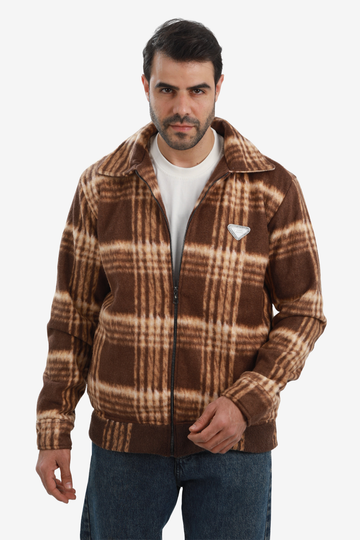 Men’s Plaid Wool Blend Zip Jacket