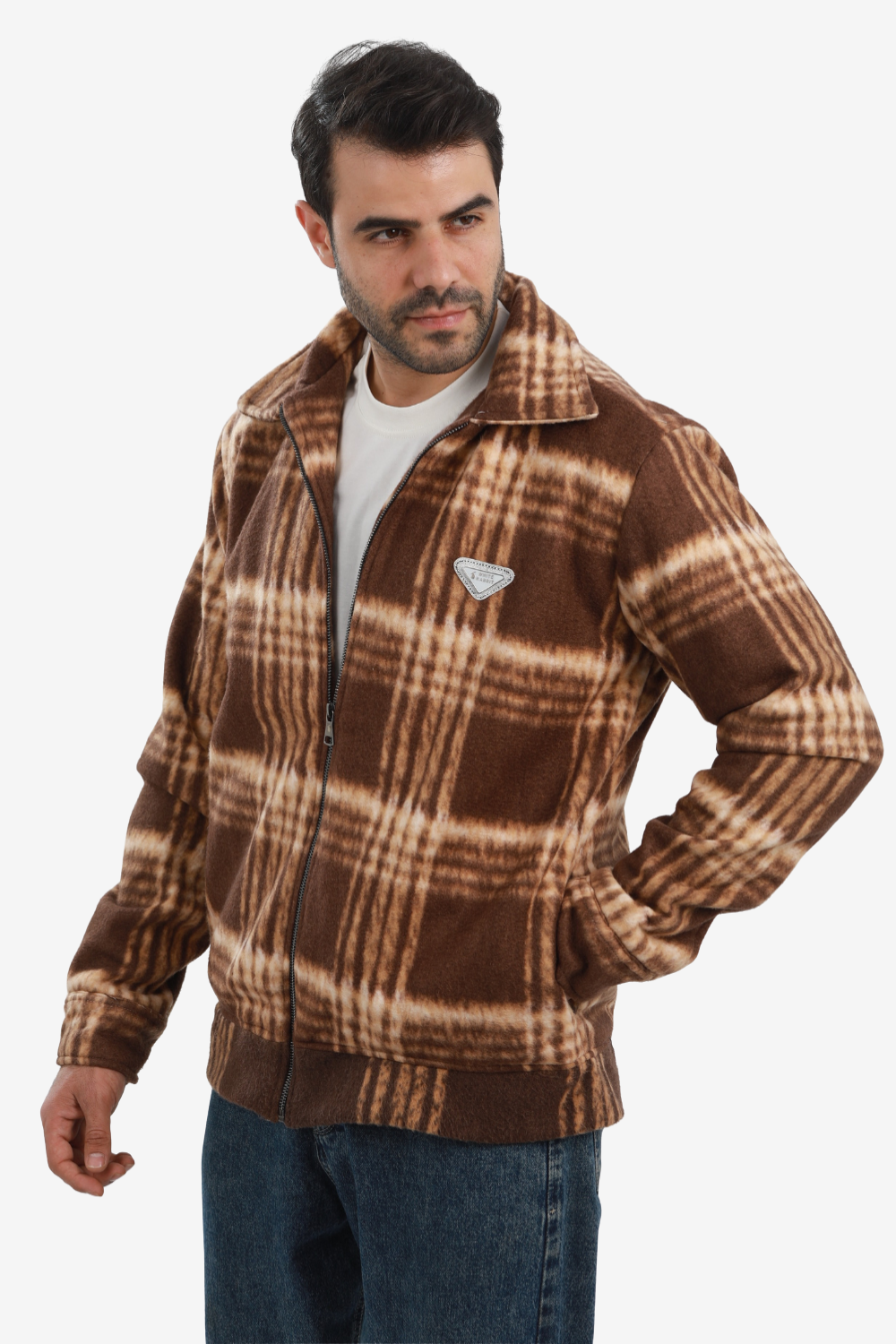 Men’s Plaid Wool Blend Zip Jacket