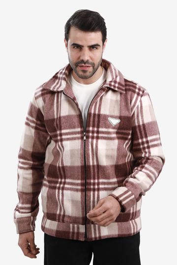 Men’s Plaid Wool Blend Zip Jacket