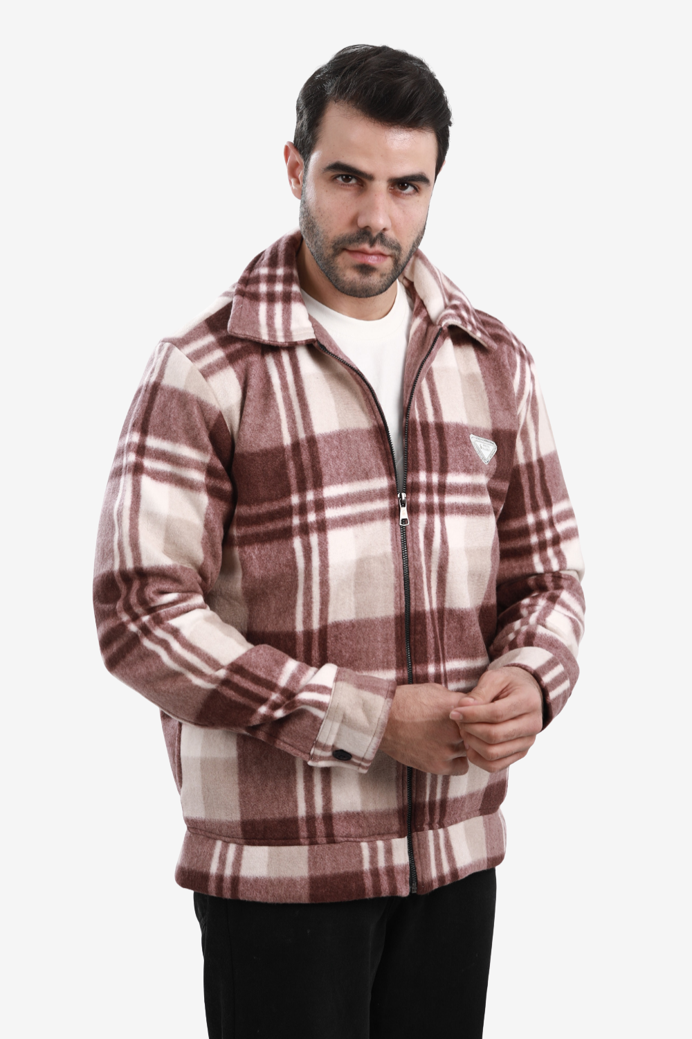 Men’s Plaid Wool Blend Zip Jacket