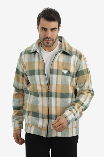 Men’s Plaid Wool Blend Zip Jacket