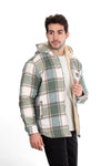 Padded Long Sleeves Zipper Hooded Jacket Green