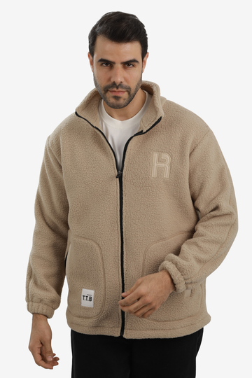 Ribbed Cuffs & Hem Quilted Hooded  Jacket - Beige