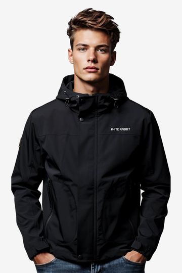 Men’s Soft Waterproof Hooded Jacket -Black