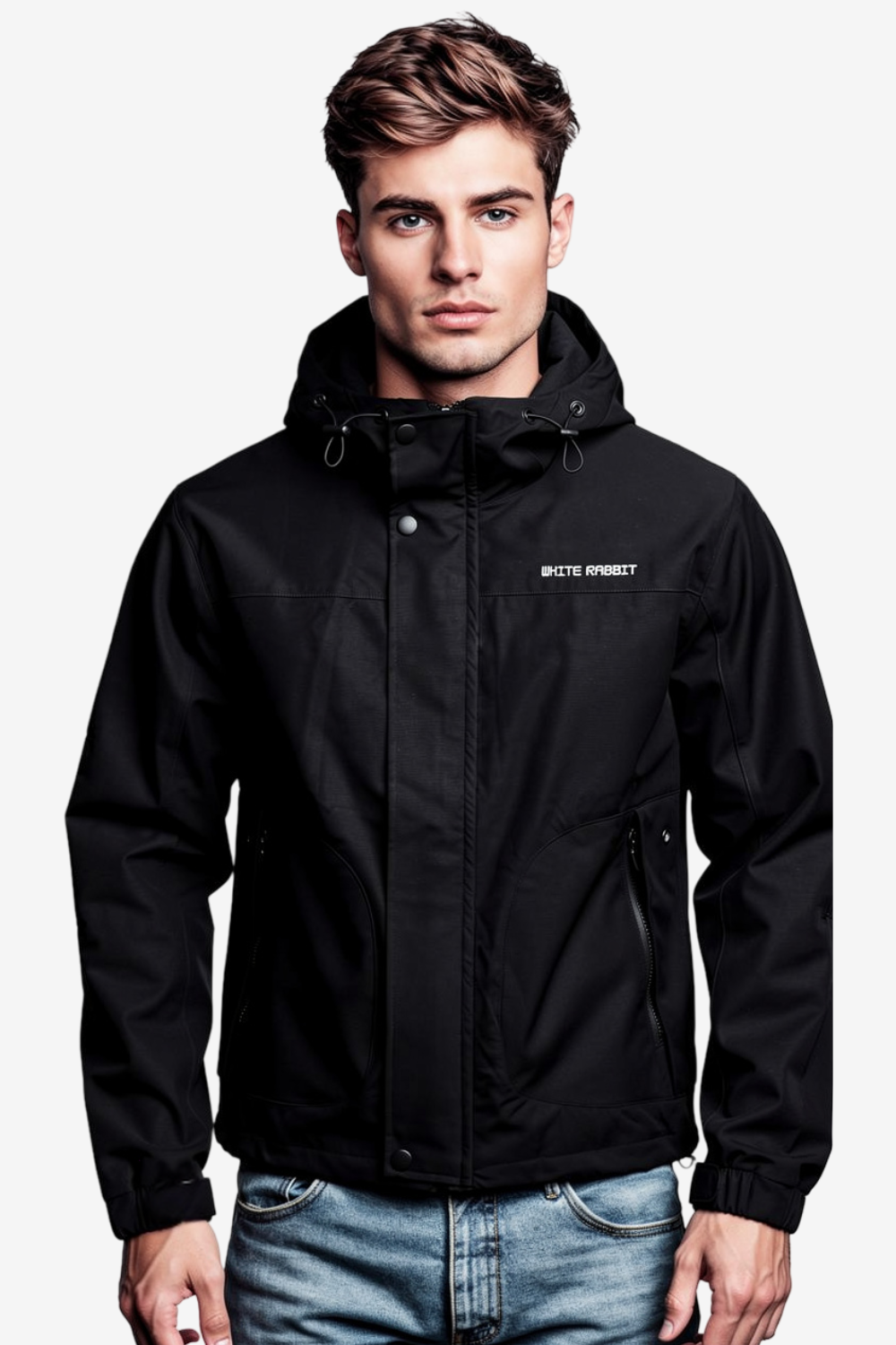 Men’s Soft Waterproof Hooded Jacket -Black