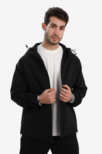 Men’s Soft Waterproof Hooded Jacket -Black