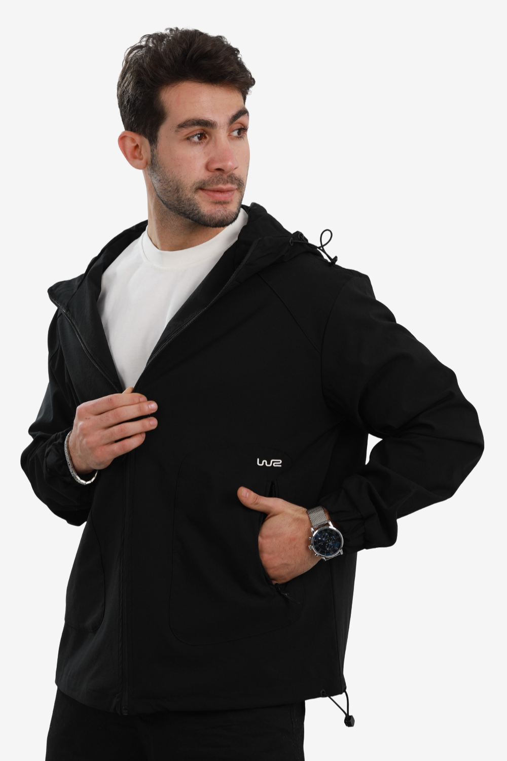 Men’s Soft Waterproof Hooded Jacket -Black