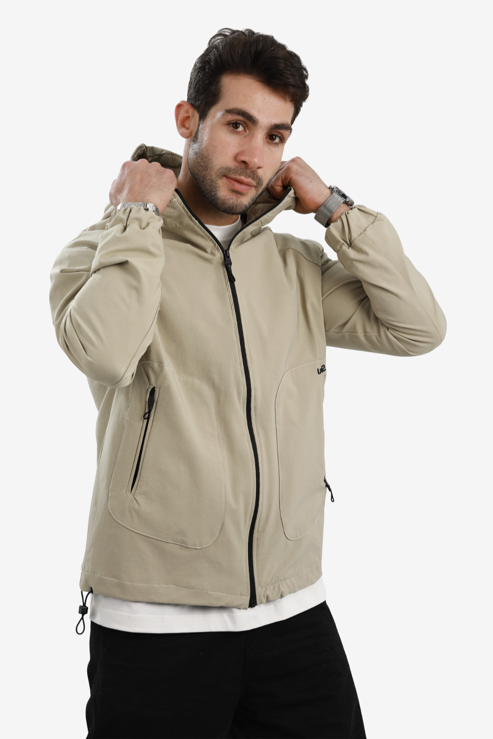 Men’s Soft Waterproof Hooded Jacket -Beige