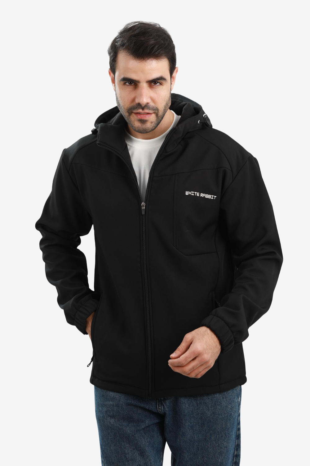 Men’s Softshell Water-Resistant Jacket – Full Zip Hooded Design