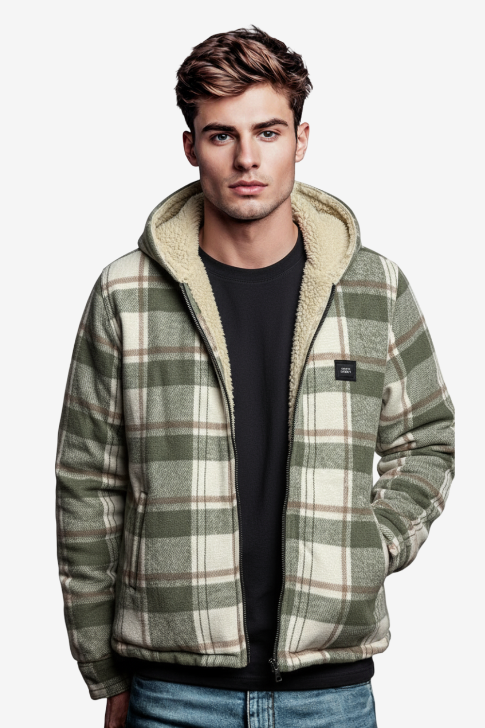 Padded Long Sleeves Zipper Hooded Jacket