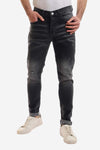 Slim Fit Cotton Jeans With Scratches - Wash Standard Black