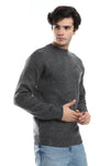 Knitted Pullover With Ribbed Hem –Dark Grey