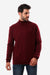 Ribbed Turtle Neck Plain Pullover - Dark Red