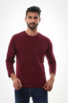 Basic Long Sleeves Round T-shirt – Burgundy