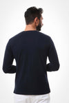 Basic Long Sleeves Round T-shirt –Navy