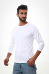 Basic Long Sleeves Round T-shirt –White