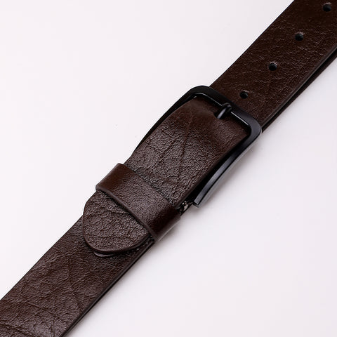 Elegant Textured Leather Belt - Havana