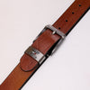 Metal Buckle Plain Leather Belt - Brown