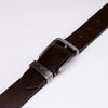 Simple Solid Thin Leather Belt - Black