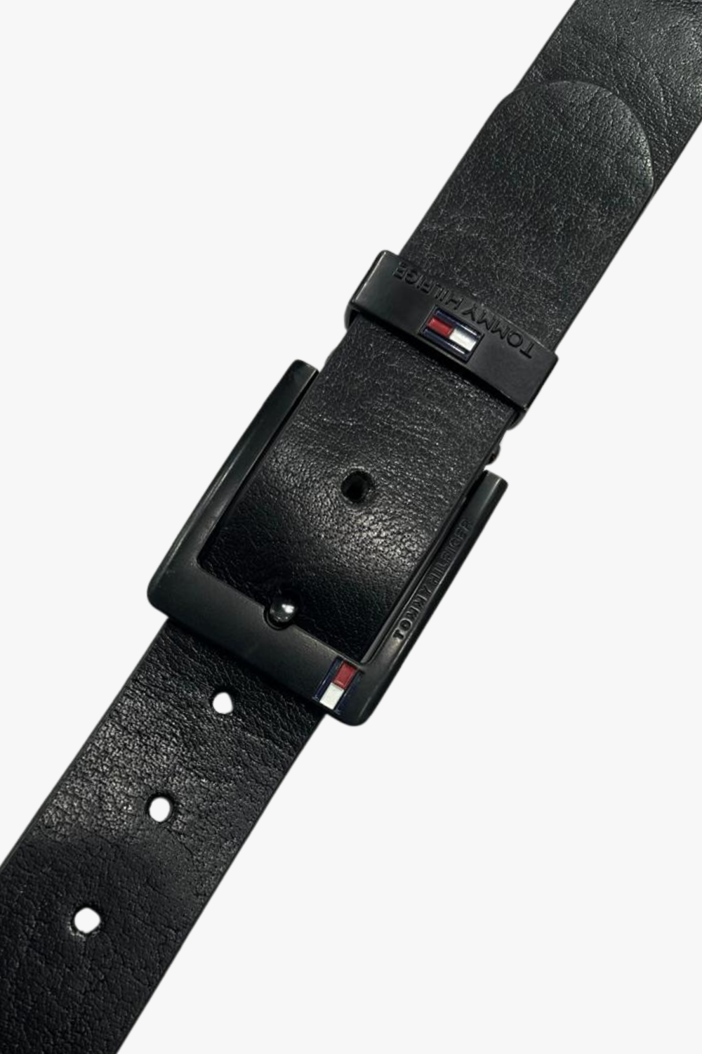 Simple Plain Buckled Leather Belt – Black