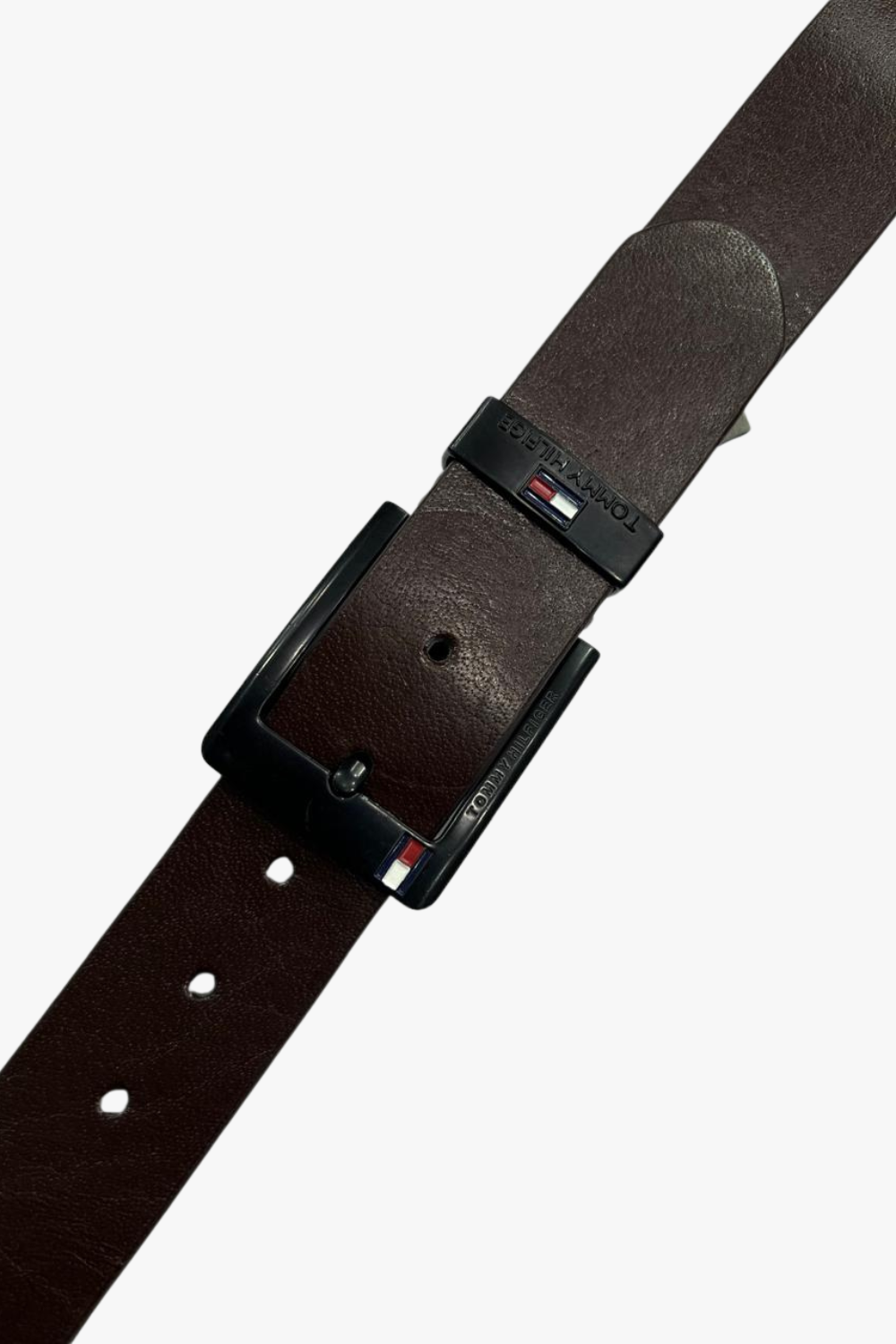 Simple Plain Buckled Leather Belt -Brown