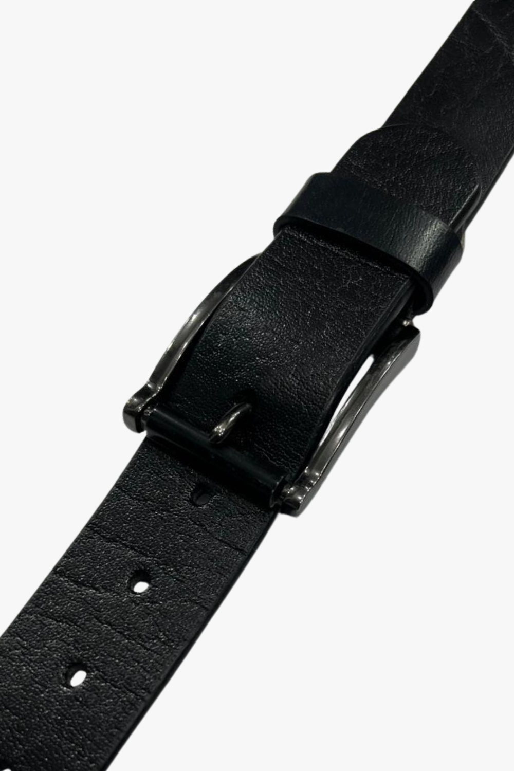 Simple Plain Buckled Leather Belt – Black