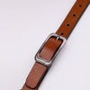 Buckled Thin Leather Belt - Brown