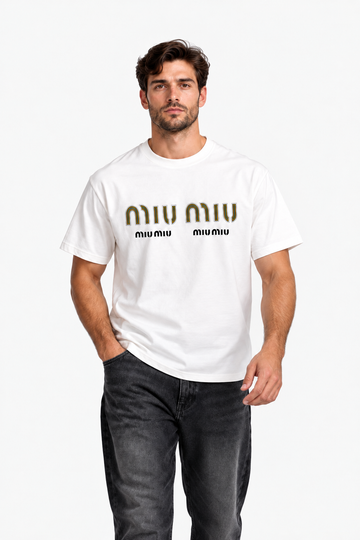 Men's Graphic Logo T-Shirt – White Cotton Crewneck
