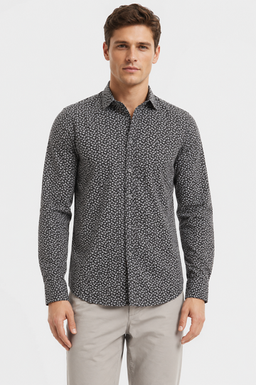 Buttons Down Pineapple Long Sleeves Shirt – Grey